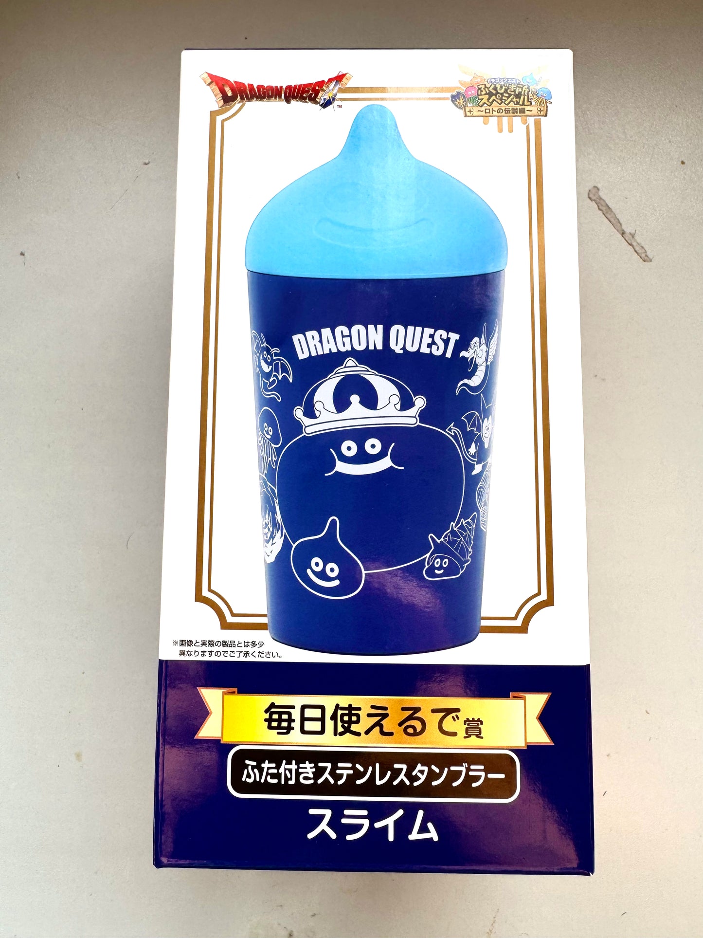 DragonQuest - 史萊姆 不鏽鋼帶蓋玻璃杯 藍